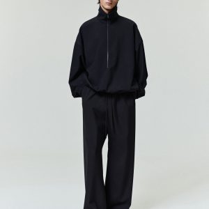 Wool Ripstop Half Zip Track Jacket