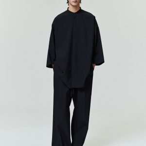Cotton Wool Oxford Wide Leg Drawstring Pants