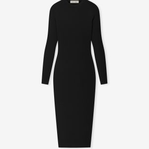 Womens Rib Knit Fitted Long Sleeve Dress