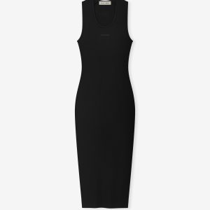 Womens Rib Knit Fitted Long Tank Dress