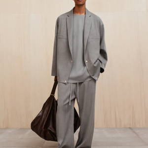 Pigment Dyed Wool Wide Leg Drawstring Pants