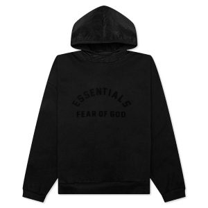 Nylon Fleece Hoodie - Jet Black